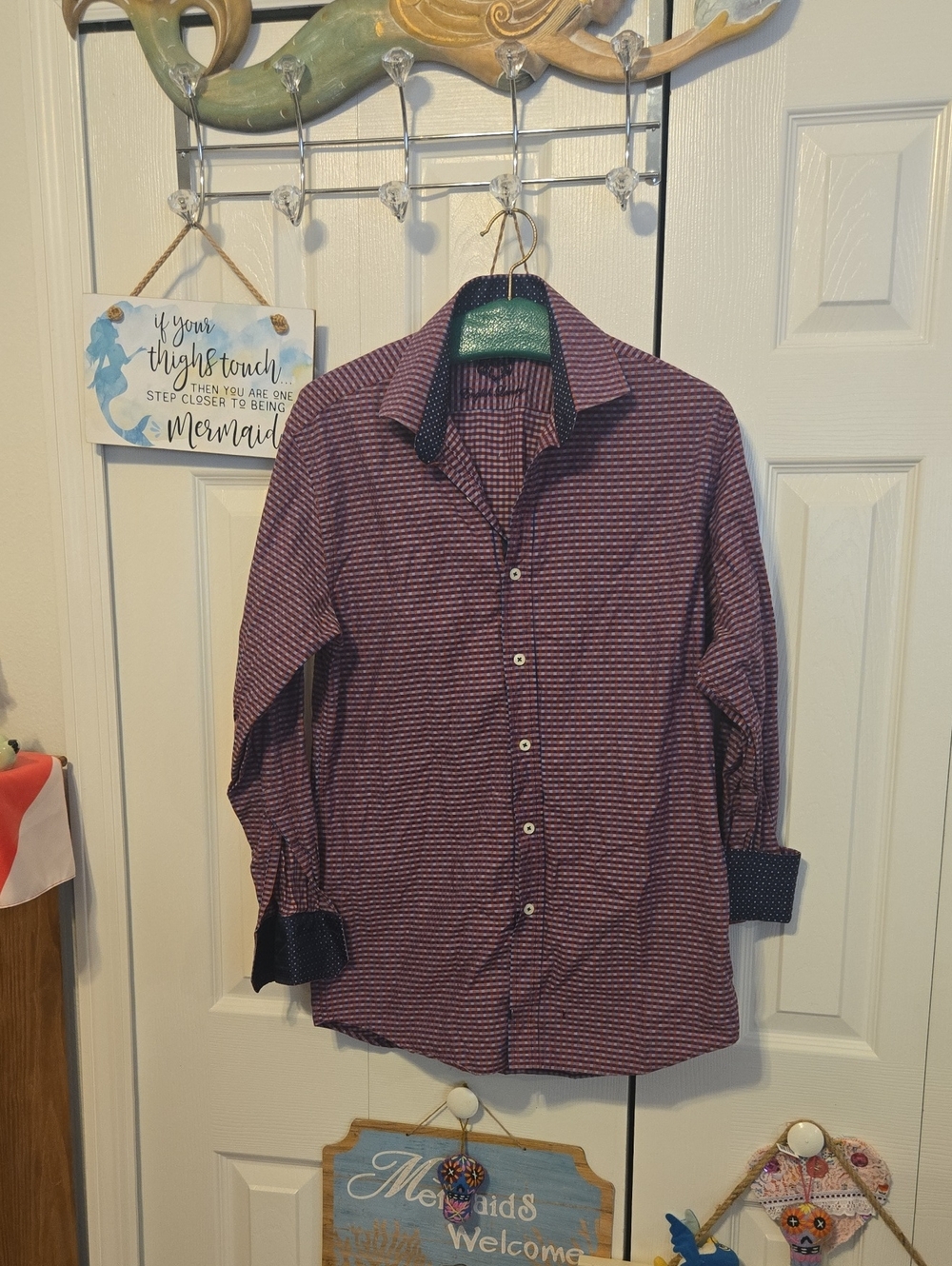 English Laundry Men's Burgundy Patterned Button-Down Shirt
